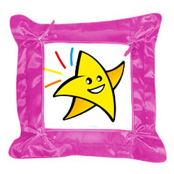печать на подушке Цветная односторонняя с пуговицами розовая
